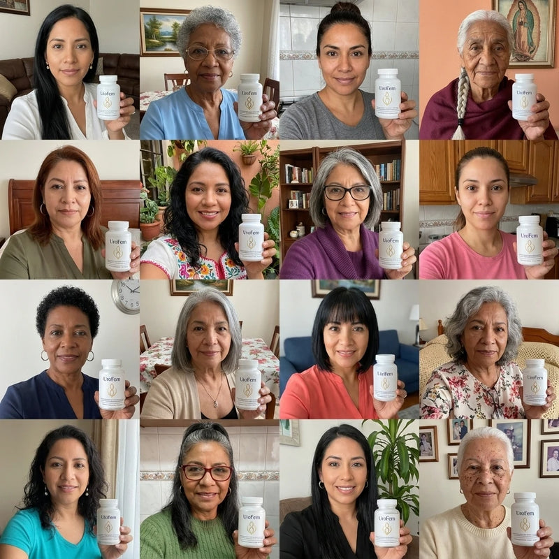 Mujeres sosteniendo su frasco de UroFem